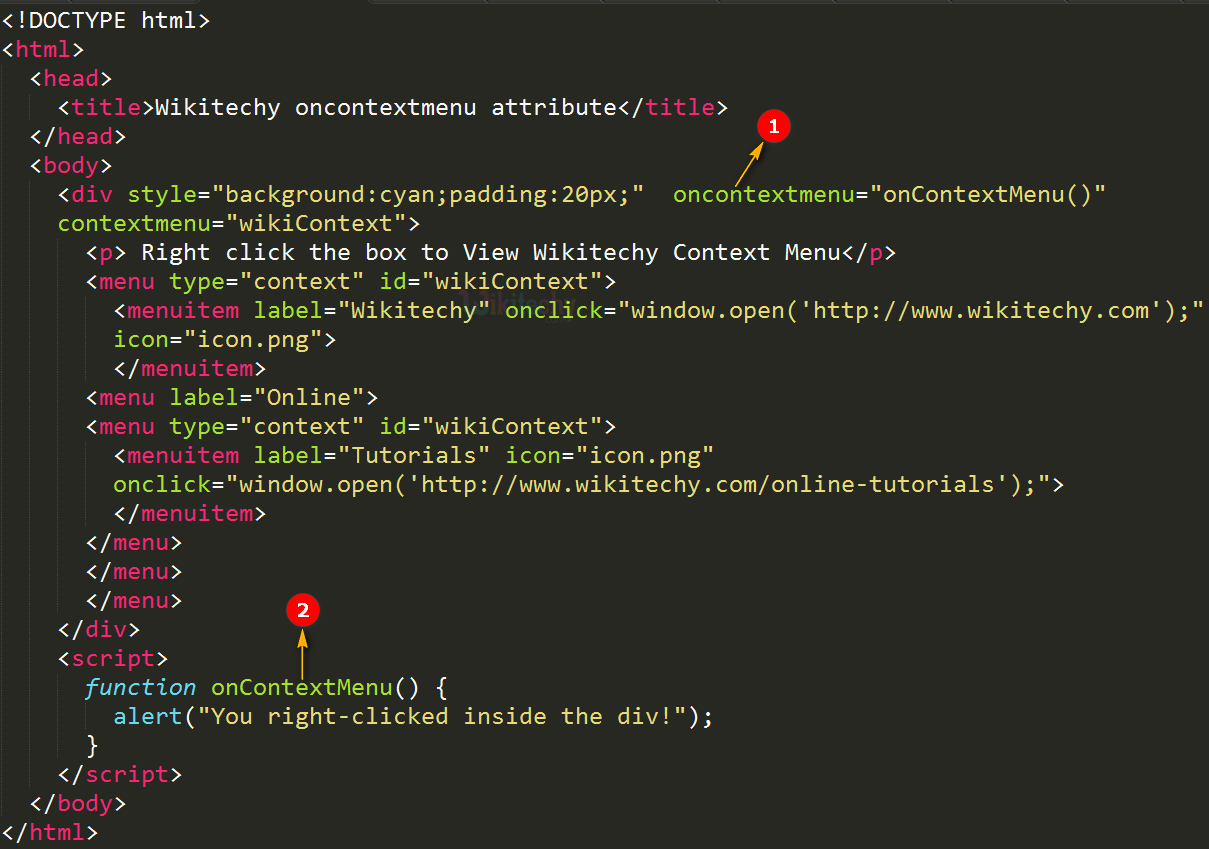 oncontextmenu Attribute Code Explanation