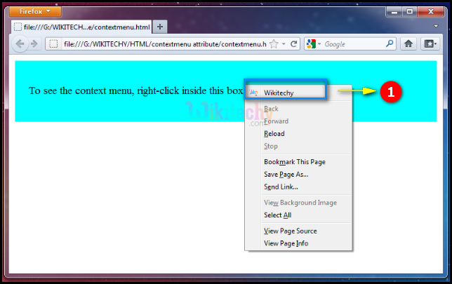 contextmenu Attribute Output
