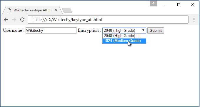 keytype Attribute Output
