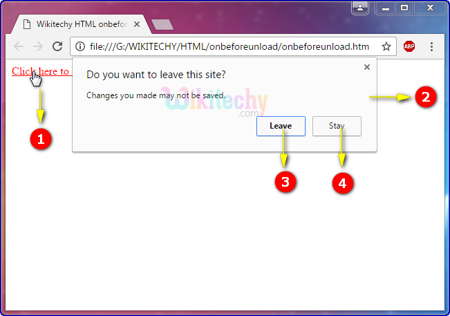 onbeforeunload Attribute Output