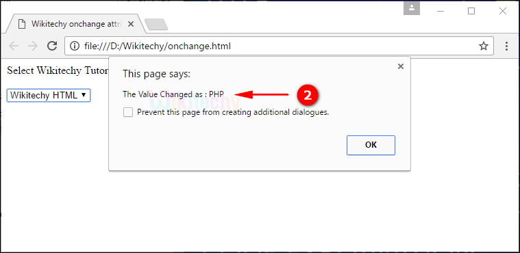 onchange Attribute Output