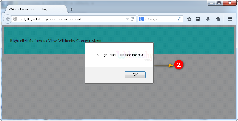 oncontextmenu Attribute Tag Output