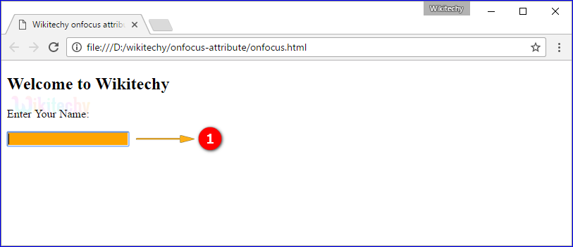 onfocus Attribute Tag Output