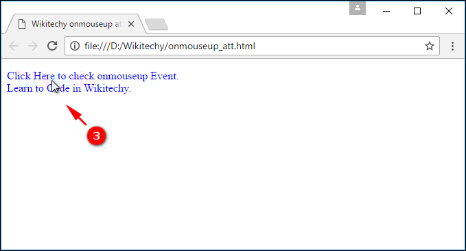 onmouseup Attribute Tag Output