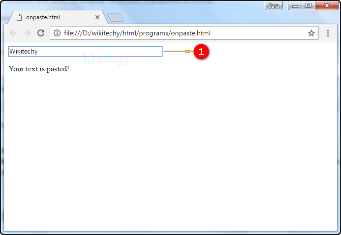 onpaste Attribute Tag Output