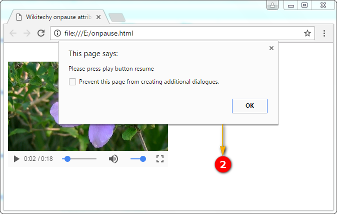 onpause Attribute Output