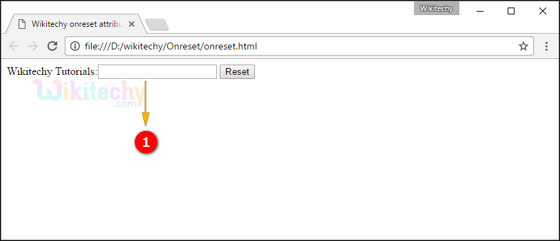 onreset Attribute Tag Output