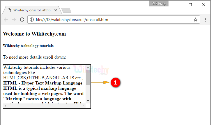 onscroll Attribute Tag Output