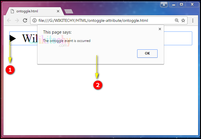 ontoggle Attribute Output