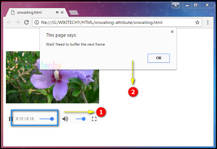 onwaiting Attribute Output part-2 alert box has been displayed