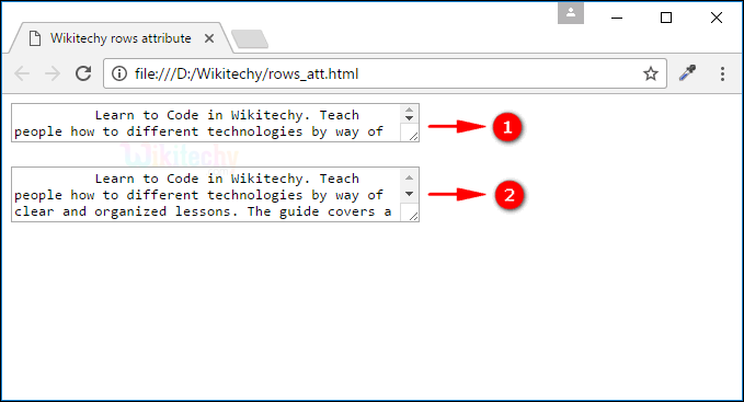 rows Attribute Output