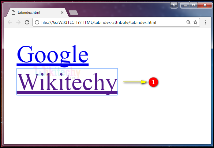 tabindex Attribute Tag Output