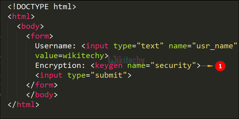 <keygen> Tag Code Explanation