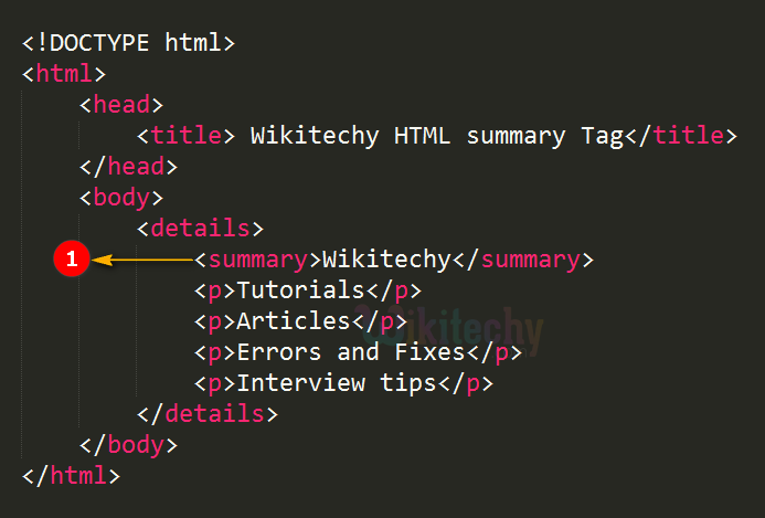 <summary> Tag Code Explanation