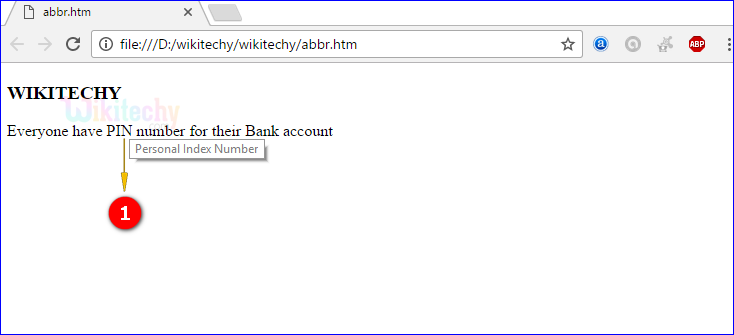 output for abbreviation tag