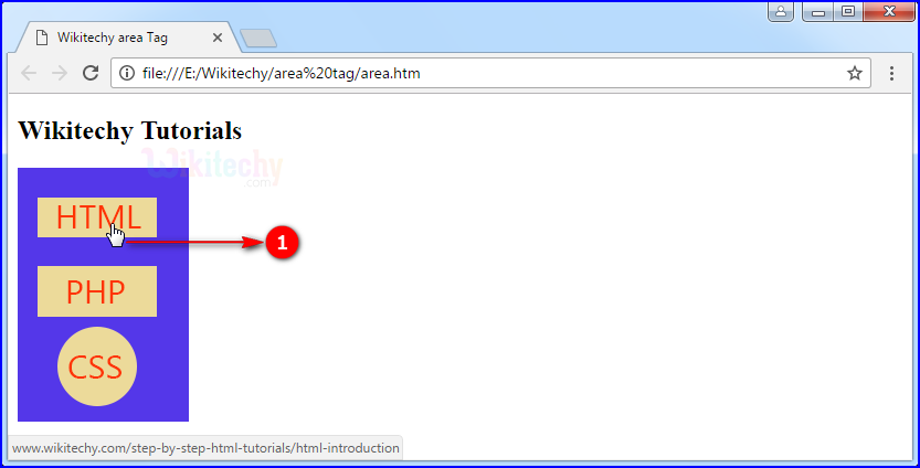 output for area tag