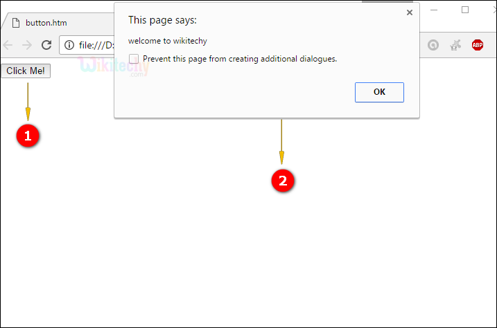 output for button tag