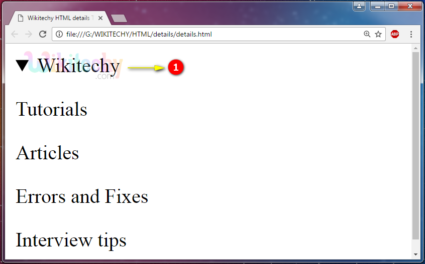 <details> Tag Output