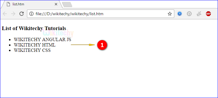 Output for <li> tag