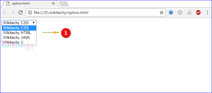 <option> Tag Output