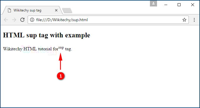 output for superscript sup tag
