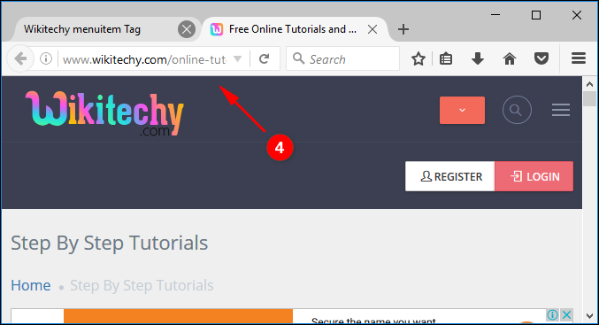 output for navigation menuitem tag