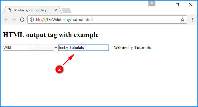output2 for output tag user changes the text