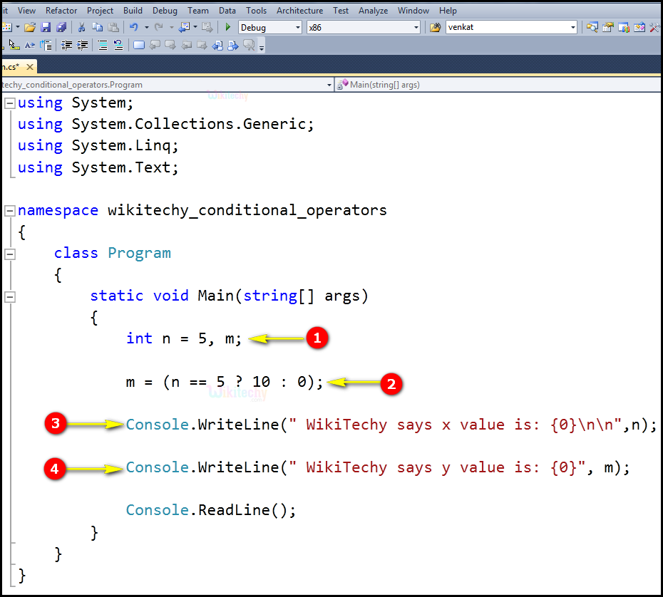  C conditional operators output