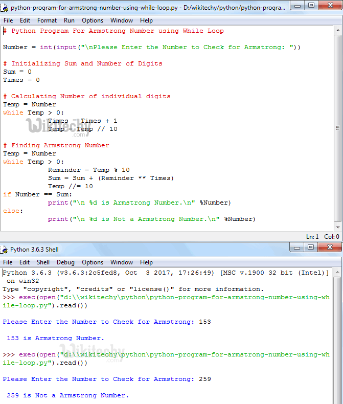  Python Program for Armstrong Number Using While Loop