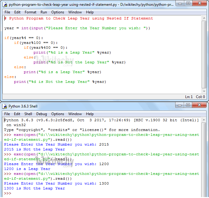  Python Program to Check Leap Year using Nested If Statement