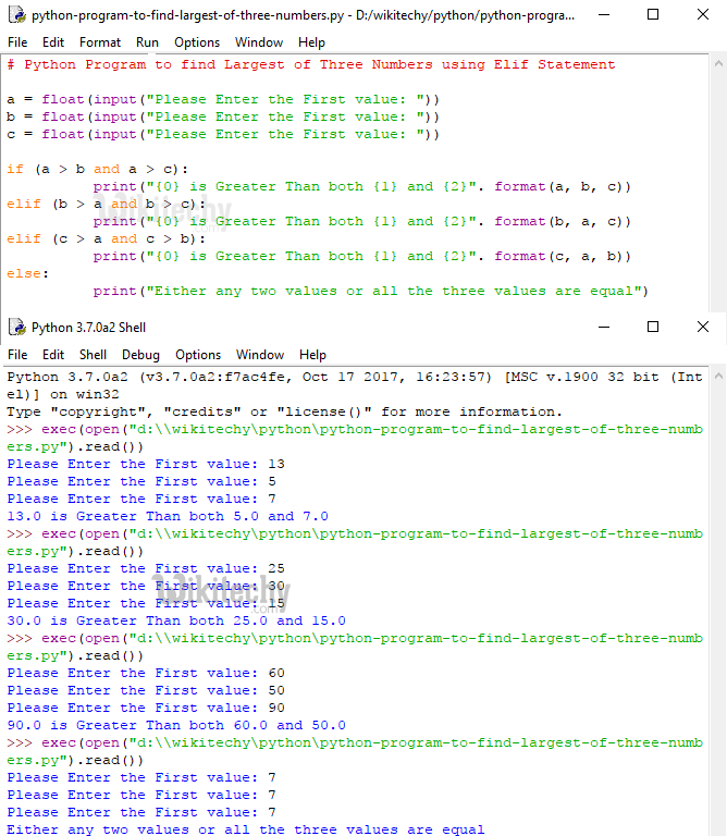  Python Program to Find Largest of Three numbers
